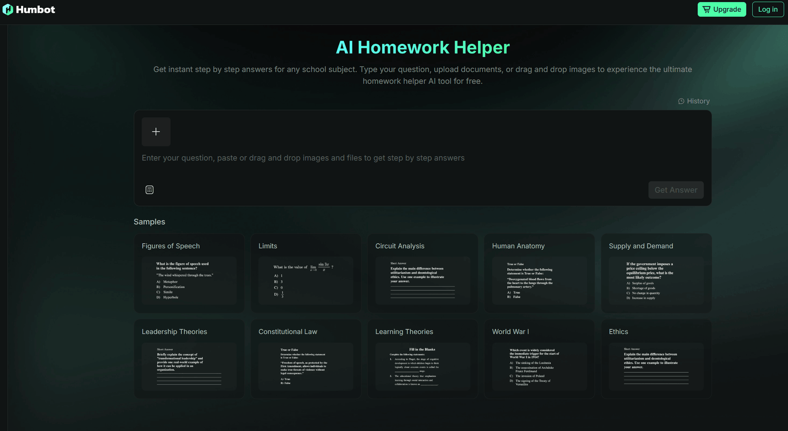 Humbot AI homework helper